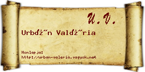 Urbán Valéria névjegykártya