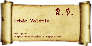 Urbán Valéria névjegykártya